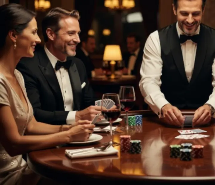 Elegancki stolik do ruletki i kart w restauracji Polvirestela