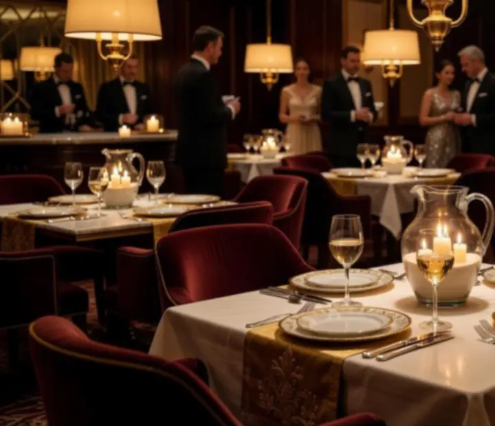 Luksusowa sala restauracyjna Polvirestela przygotowana na elegancki wieczór casino-themed