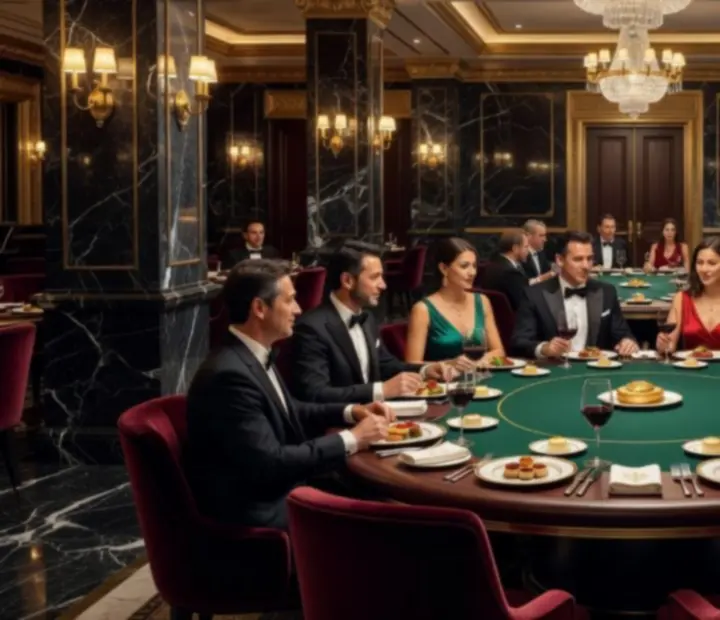 Elegancki wieczór tematyczny w stylu kasyna w restauracji Polvirestela